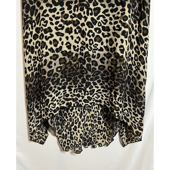 Animal Print Silk Skirt Brown Multi-Tone Lined Hi Low western Boho festival K - Picture 4 of 7